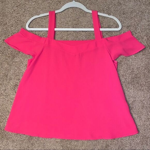 NEW Hot Pink Cold Shoulder Top - Picture 1 of 2